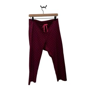 Old Navy Active Go-Dry Polka Dot Cropped Leggings Maroon Pink XL Fitted Workout